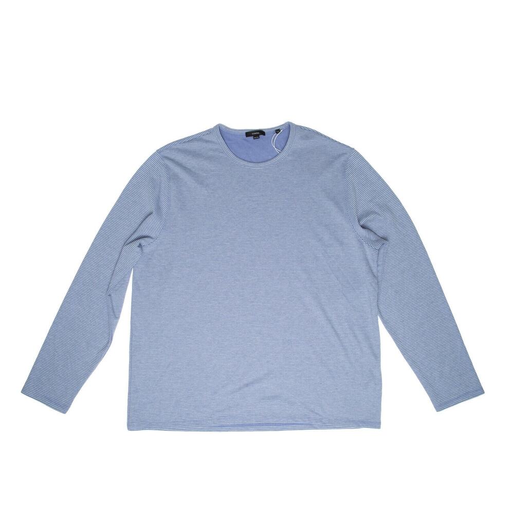 Vince Double Face Feeder Stripe Crewneck Shirt Colony Blue/White Size XXL 4196